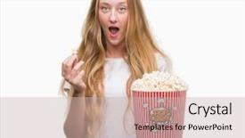  Presentation with eye popping - Beautiful slide deck featuring eye popping - blonde teenager woman eating pop backdrop and a soft green colored foreground