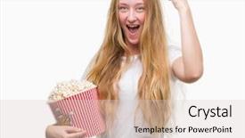  Presentation with eating - PPT theme having eye popping - blonde teenager woman eating pop background and a lemonade colored foreground