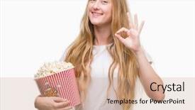  Presentation with eating - Amazing PPT layouts having eye popping - blonde teenager woman eating pop backdrop and a coral colored foreground