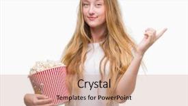  Presentation with eating - Audience pleasing PPT layouts consisting of eye popping - blonde teenager woman eating pop backdrop and a  colored foreground