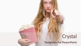  Presentation with eating - Theme with eye popping - blonde teenager woman eating pop background and a  colored foreground