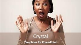  Presentation with strong black woman - PPT theme enhanced with eye popping - happy surprised black woman background and a coral colored foreground