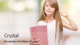  Presentation with blonde holding magnifying glass - PPT layouts having eye popping - young blonde toddler holding popcorn background and a lemonade colored foreground