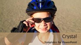  Presentation with medical evaluation of 5 years old boy - Colorful theme enhanced with eye protection - nine year old boy wearing backdrop and a coral colored foreground