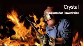  Presentation with flames - Colorful theme enhanced with eye protection - welder with flames backdrop and a black colored foreground