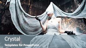  Presentation with horror - Amazing PPT layouts having eye scary - shot of a twilight girl backdrop and a seafoam green colored foreground