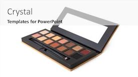  Presentation with eye shadow - Colorful slide set enhanced with eye-shadow-palette-with-makeup backdrop and a white colored foreground