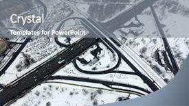  Presentation with brainstorming top view - PPT theme consisting of eye storm - aerial top view of road background and a gray colored foreground