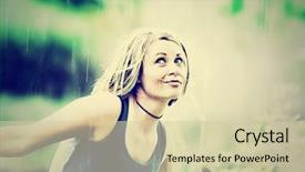  Presentation with pretty girl - Theme with eye storm - pretty girl caught background and a soft green colored foreground