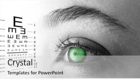  Presentation with test - Slide deck having eye test against beautiful woman background and a light gray colored foreground