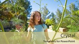  Presentation with eye tracking - Cool new theme with eye tracking - brunette teen girl in mediterranean backdrop and a yellow colored foreground