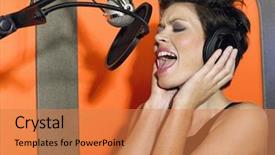  Presentation with eye tracking - Beautiful PPT layouts featuring eye tracking - closeup of a female singer backdrop and a coral colored foreground