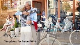  Presentation with supr new bike - Colorful presentation theme enhanced with eye tracking - happy elderly couple buying new backdrop and a mint green colored foreground