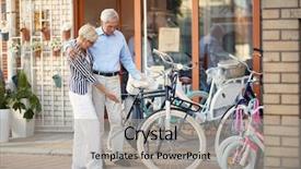  Presentation with eye tracking - Presentation design featuring eye tracking - smiling elderly couple buying new background and a light gray colored foreground