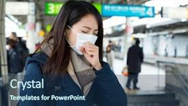  Presentation with face mask - Slides having eye tracking - woman got sick and wearing background and a navy blue colored foreground