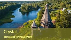  Presentation with forests - Colorful presentation theme enhanced with eye view of the church backdrop and a tawny brown colored foreground