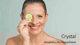  Presentation with skincare - Audience pleasing presentation theme consisting of eye with a cucumber backdrop and a coral colored foreground