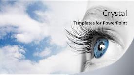  Presentation with sky blue - Audience pleasing slide deck consisting of eye with beautiful blue sky backdrop and a light gray colored foreground