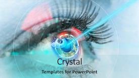  Presentation with eye medicine - Cool new PPT theme with eye with laser medicine technology backdrop and a light blue colored foreground