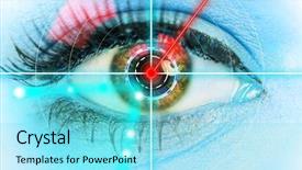  Presentation with blue laser - Audience pleasing slide deck consisting of eye with laser medicine technology backdrop and a arctic colored foreground