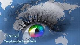  Presentation with human eye - Slide set consisting of eye with map of world background and a ocean colored foreground