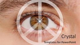  Presentation with world peace - Theme consisting of eye with peace symbol background and a coral colored foreground