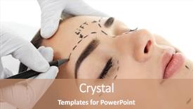  Presentation with plastic surgery - Presentation having eyebrow pencil - plastic surgery concept hands background and a coral colored foreground