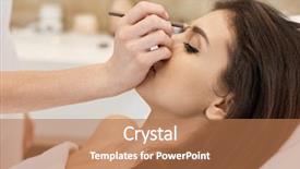  Presentation with makeup artist - Beautiful slide set featuring eyebrow pencil - young woman getting professional makeup backdrop and a coral colored foreground