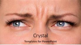  Presentation with human face - Cool new slide deck with eyebrows macro of human backdrop and a coral colored foreground