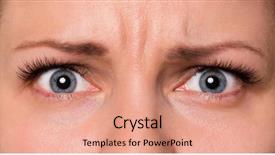  Presentation with human face - Presentation design consisting of eyebrows macro of human background and a coral colored foreground