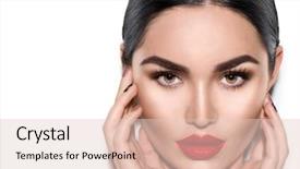  Presentation with sexy girl - Slide deck consisting of eyebrows perfect make-up red background and a lemonade colored foreground