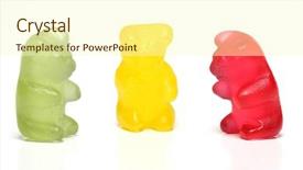  Presentation with gummy bear gummy bears and liquid - Audience pleasing presentation theme consisting of eyecatcher - three talking jelly bears backdrop and a cream colored foreground