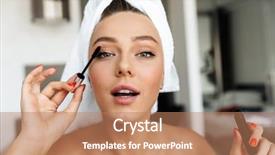  Presentation with makeup - Beautiful theme featuring eyed - beautiful young woman wrapped backdrop and a coral colored foreground