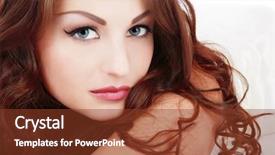  Presentation with curling - Theme featuring eyed girl with curling hair background and a tawny brown colored foreground