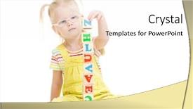  Presentation with kid pray - Audience pleasing PPT theme consisting of eyeglases making tower using blocks backdrop and a white colored foreground