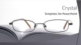  Presentation with open book - Audience pleasing theme consisting of eyeglasess-and-open-book backdrop and a white colored foreground