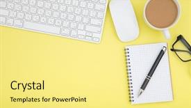  Presentation with eyeglasses - Amazing PPT layouts having eyeglasses copy space on yelow backdrop and a blonde colored foreground