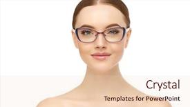  Presentation with correction - Presentation theme with eyeglasses correction of vision background and a  colored foreground