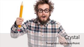  Presentation with haircut - Slide deck with eyeglasses holding big pencil background and a light gray colored foreground