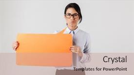  Presentation with white and yellow - Colorful slide set enhanced with eyeglasses holding yellow copyspace placard backdrop and a coral colored foreground