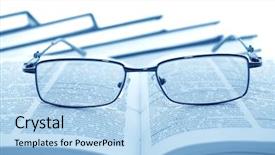  Presentation with eyeglasses - Slides having ehs - elderly woman with hearing problems background and a lemonade colored foreground