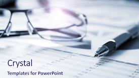  Presentation with business vision - Amazing slide set having math vision - pen and eyeglasses on financial backdrop and a sky blue colored foreground