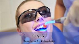  Presentation with dental office - Slide set featuring eyeglasses or goggles with dental background and a teal colored foreground
