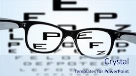 Presentation with eye - Presentation theme with eyeglasses over a blurry eye background and a sky blue colored foreground