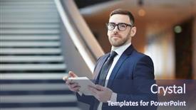  Presentation with airport lounge - Amazing presentation having eyeglasses searching for online sales backdrop and a  colored foreground