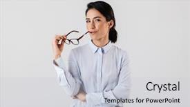  Presentation with work secretary asia - Audience pleasing slide set consisting of eyeglasses standing in the office backdrop and a light gray colored foreground