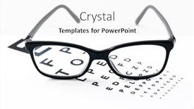  Presentation with optometrist - Slides enhanced with eyeglasses-with-eye-test-table background and a white colored foreground