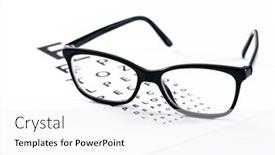  Presentation with optometrist - Presentation design consisting of eyeglasses-with-eye-test-table background and a white colored foreground