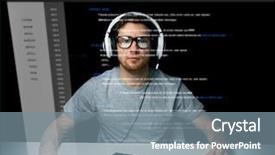  Presentation with virtual technology - Audience pleasing presentation consisting of eyeglasses with keyboard hacking computer backdrop and a gray colored foreground