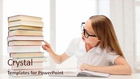  Presentation with meditation children education school - Colorful PPT layouts enhanced with eyeglasses with pile of books backdrop and a lemonade colored foreground